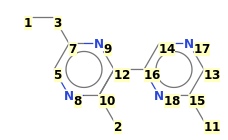 Image with canonical numbers derived from InChI string