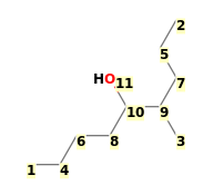 Image with canonical numbers derived from InChI string