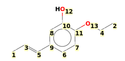 Image with canonical numbers derived from InChI string