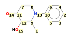 Image with canonical numbers derived from InChI string