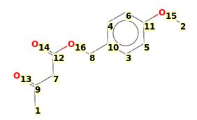 Image with canonical numbers derived from InChI string