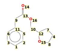 Image with canonical numbers derived from InChI string