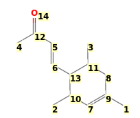 Image with canonical numbers derived from InChI string