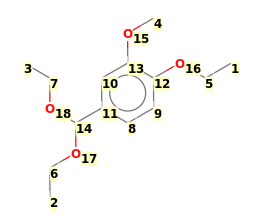 Image with canonical numbers derived from InChI string