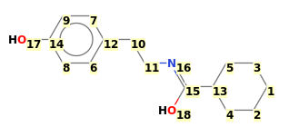 Image with canonical numbers derived from InChI string