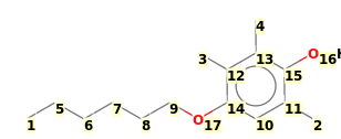 Image with canonical numbers derived from InChI string