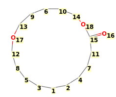 Image with canonical numbers derived from InChI string