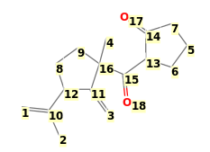 Image with canonical numbers derived from InChI string