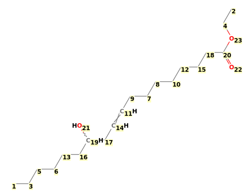 Image with canonical numbers derived from InChI string