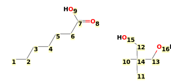 Image with canonical numbers derived from InChI string