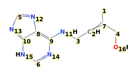 Image with canonical numbers derived from InChI string