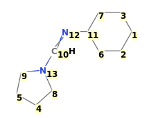 Image with canonical numbers derived from InChI string