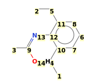 Image with canonical numbers derived from InChI string