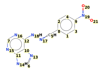 Image with canonical numbers derived from InChI string