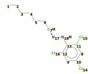 Image with canonical numbers derived from InChI string