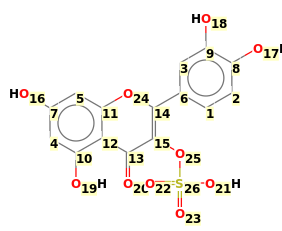 Image with canonical numbers derived from InChI string