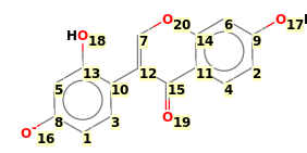 Image with canonical numbers derived from InChI string