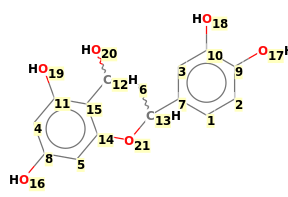 Image with canonical numbers derived from InChI string