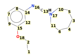 Image with canonical numbers derived from InChI string