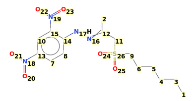 Image with canonical numbers derived from InChI string