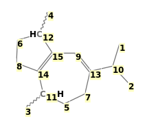 Image with canonical numbers derived from InChI string