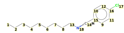 Image with canonical numbers derived from InChI string