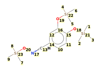 Image with canonical numbers derived from InChI string