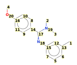 Image with canonical numbers derived from InChI string