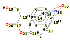 Image with canonical numbers derived from InChI string