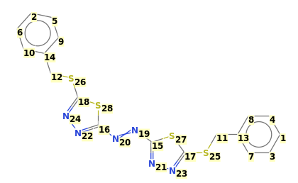 Image with canonical numbers derived from InChI string