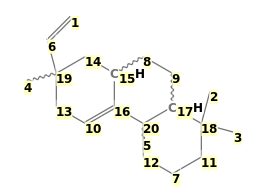 Image with canonical numbers derived from InChI string