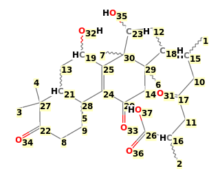 Image with canonical numbers derived from InChI string