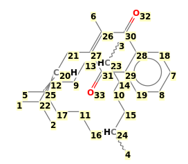 Image with canonical numbers derived from InChI string