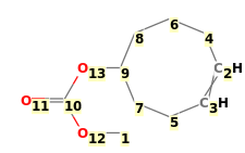 Image with canonical numbers derived from InChI string