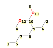 Image with canonical numbers derived from InChI string