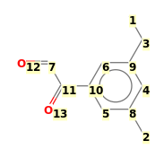 Image with canonical numbers derived from InChI string