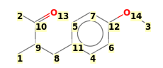 Image with canonical numbers derived from InChI string