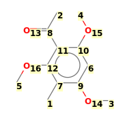 Image with canonical numbers derived from InChI string