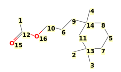 Image with canonical numbers derived from InChI string