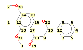 Image with canonical numbers derived from InChI string