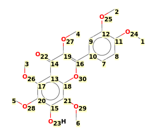 Image with canonical numbers derived from InChI string