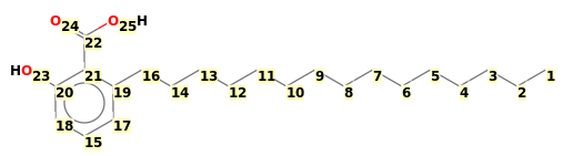 Image with canonical numbers derived from InChI string