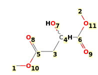 Image with canonical numbers derived from InChI string