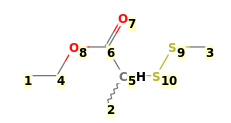 Image with canonical numbers derived from InChI string