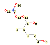 Image with canonical numbers derived from InChI string