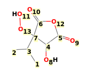 Image with canonical numbers derived from InChI string