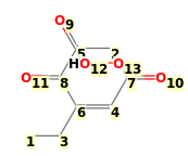 Image with canonical numbers derived from InChI string