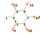 Image with canonical numbers derived from InChI string