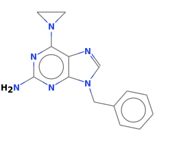 9H-purine, 2-amino-6-aziridinyl-9-benzyl-