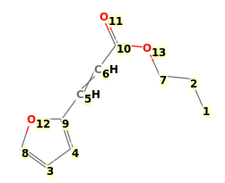 Image with canonical numbers derived from InChI string